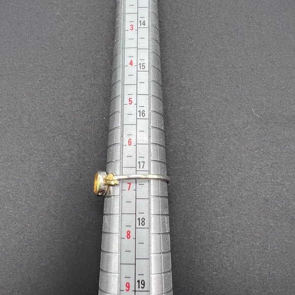 Vintage Sterling Silver Citrine Ring Size 7 - Yellow Gemstone Statement Ring - Picture 7 of 9